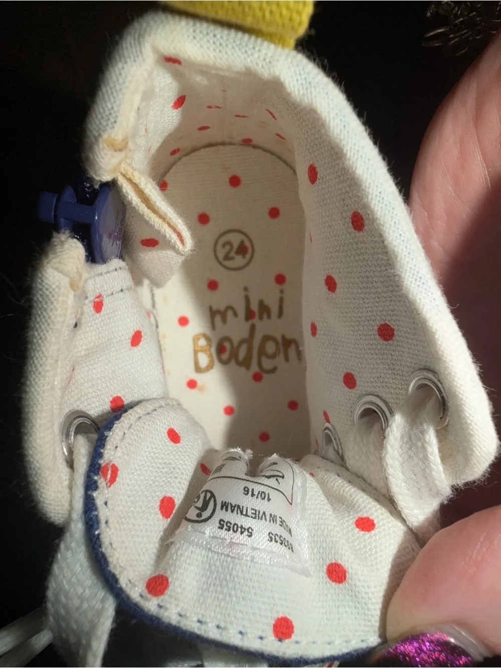 Mini Boden High Top Canvas Sneakers Size 24